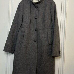 J CREW Carlin Gray Wool Coat Mock Neck Single Breasted Old Money Quiet Luxury 10